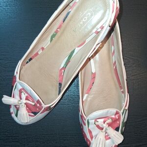 Coach Floral Pink and White Flats